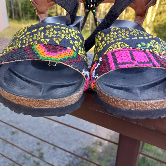Birkenstock Papillio Eve Pap Texture Black Multi Color Wedge Sz 38 US 7 - 7.5 - Picture 14 of 16